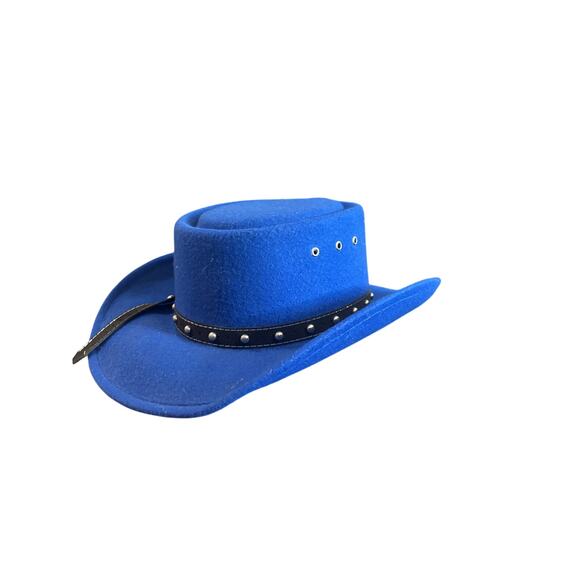 Electric Blue Felt Western‎ Hat - Studded Band Western Express Inc - Picture 2 of 7